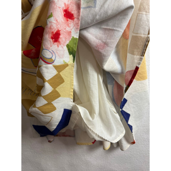 NWT Caroline Constas Linen blend Maxi Dress S White Blue Fruit Print - Picture 8 of 12